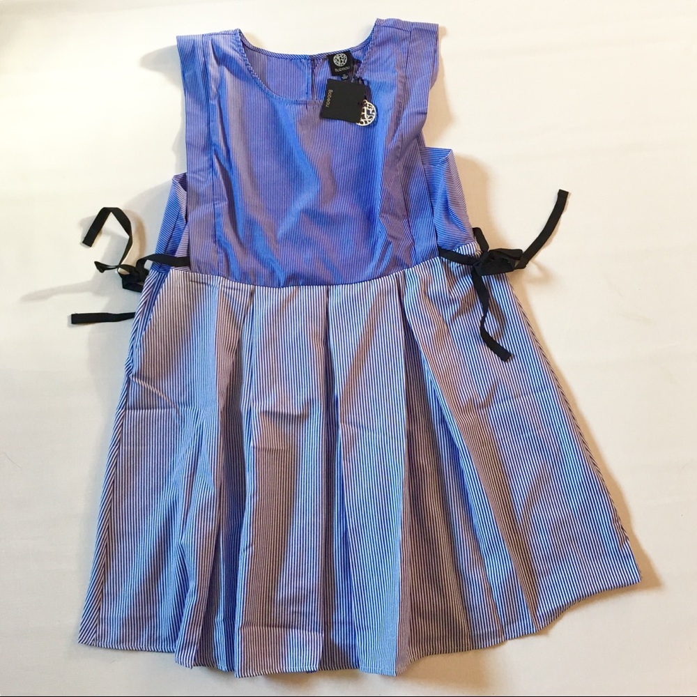 Bobeau XL dress mini blue stripes sleeveless - Picture 3 of 7